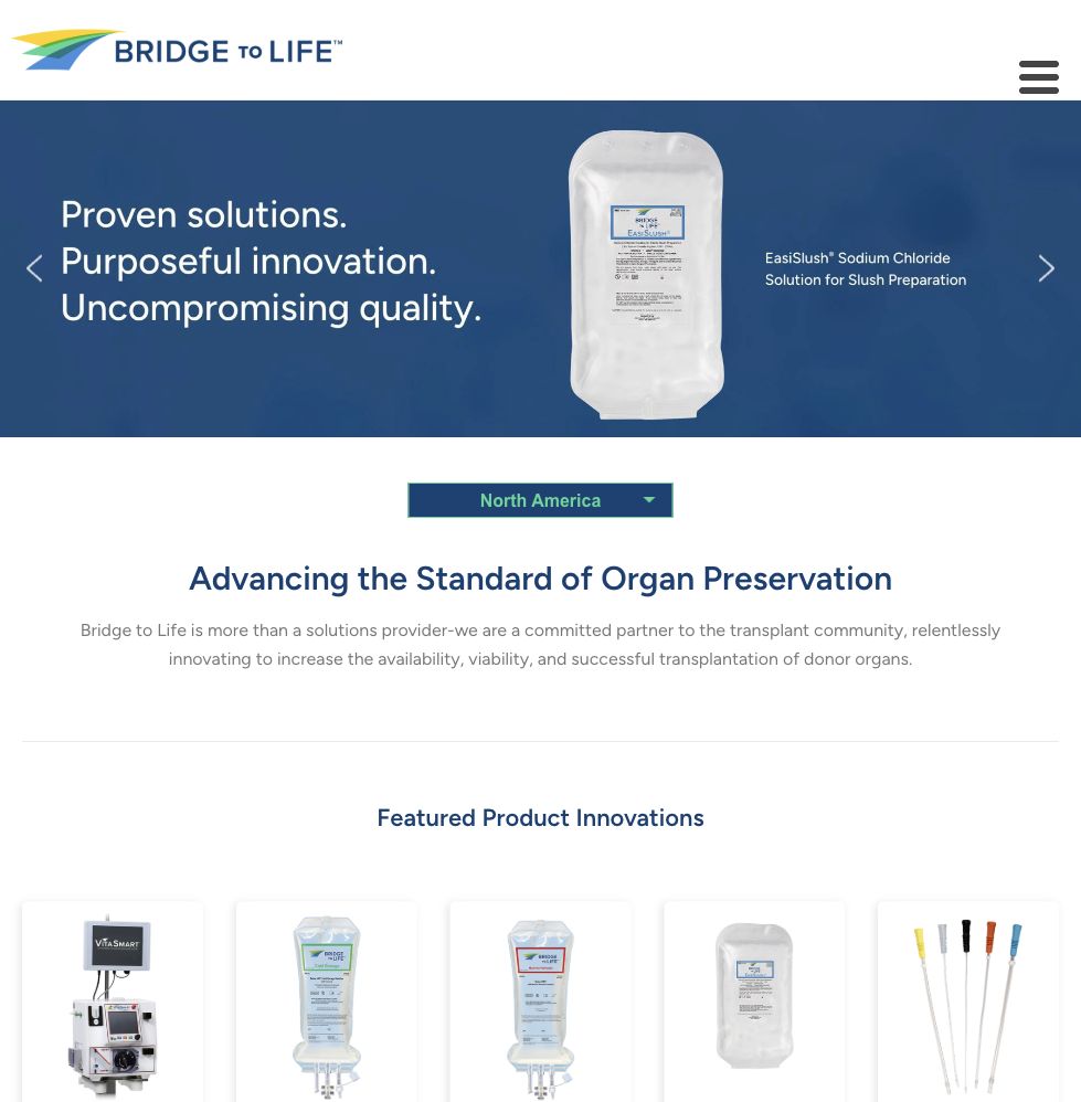 Bridge to Life products page interface