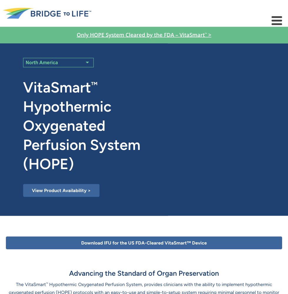 Bridge to Life VitaSmart product page interface