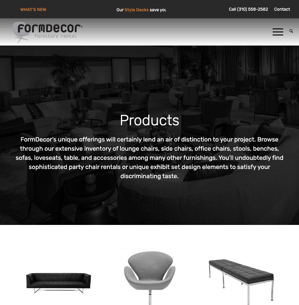 FormDecor products landing page